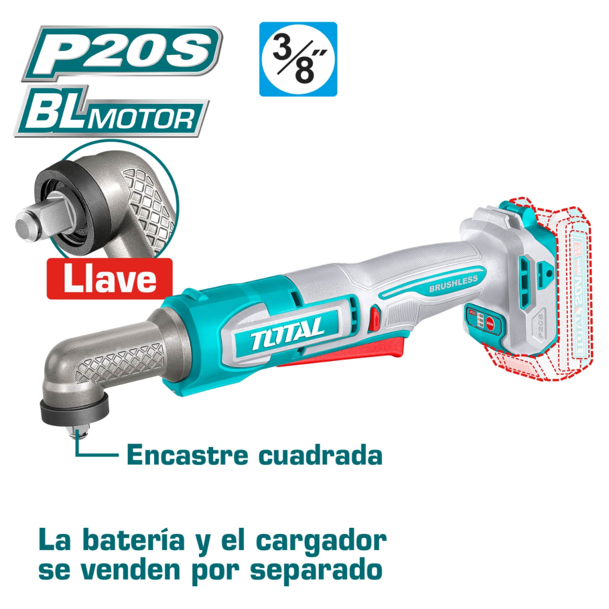 Llave de impacto recta 3/8
