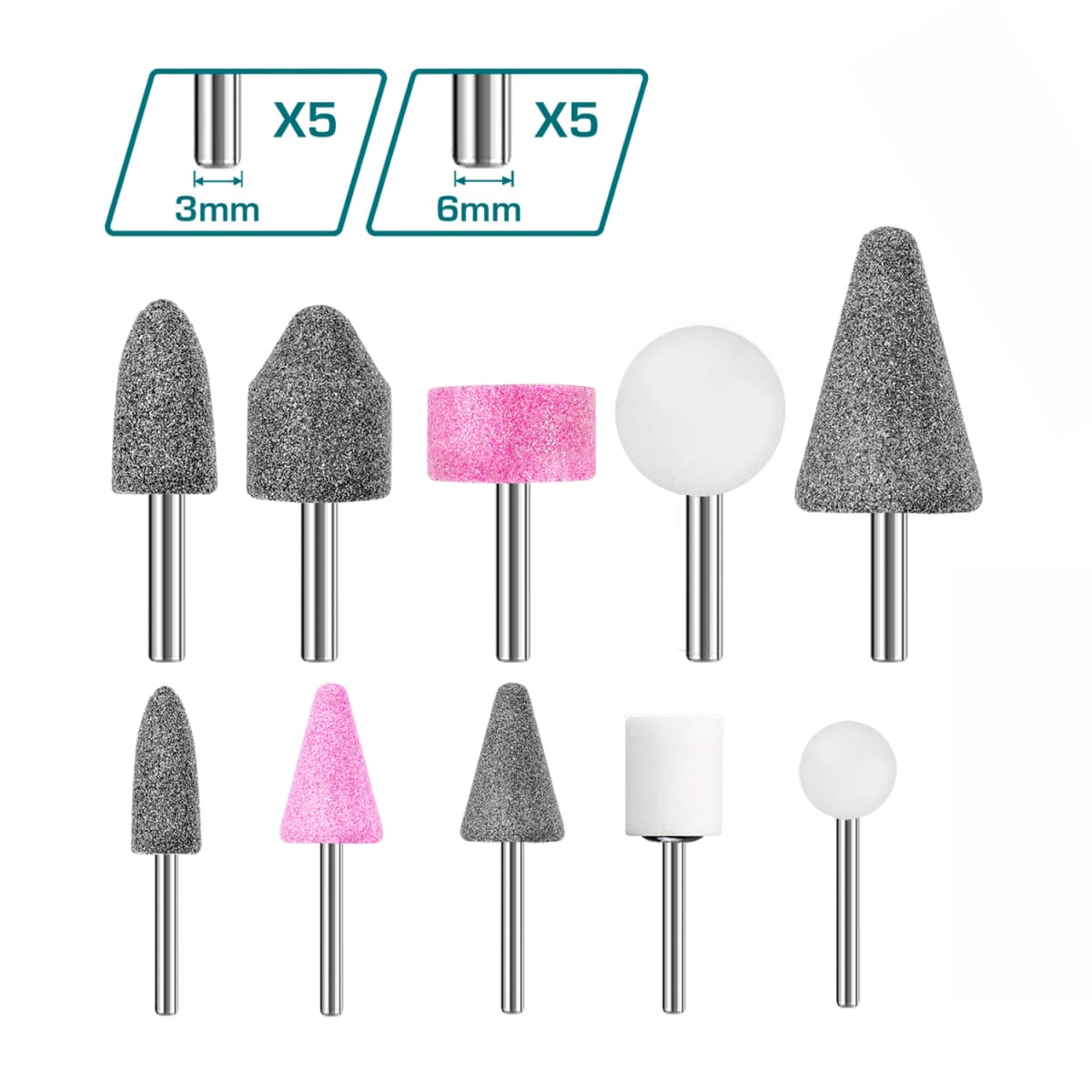 Accesorios para Mini Rectificador 5pcs 3mm + 5pcs 6mm Total4