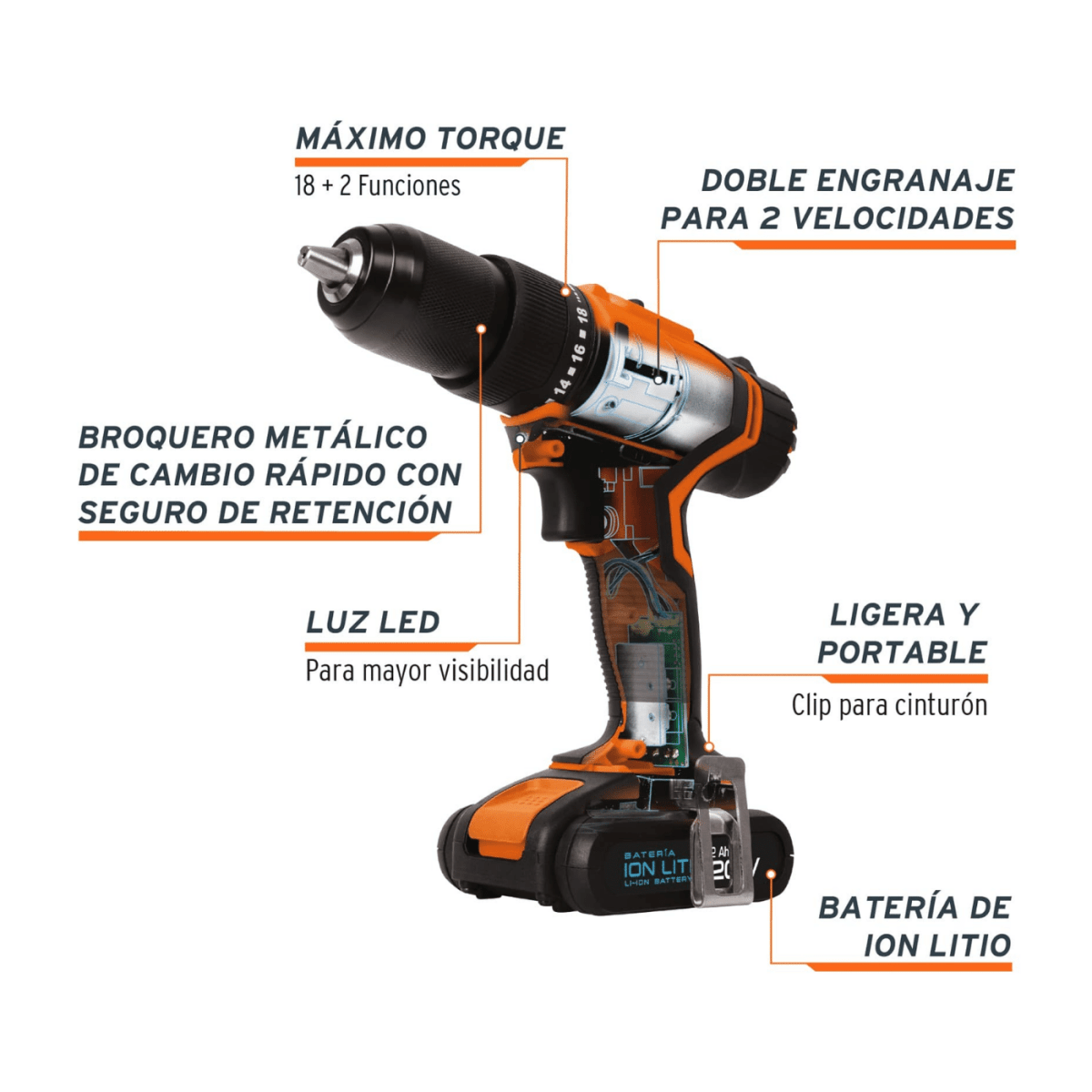 Taladro inalambrico 3/8 12v + juego de 100 puntas Truper4