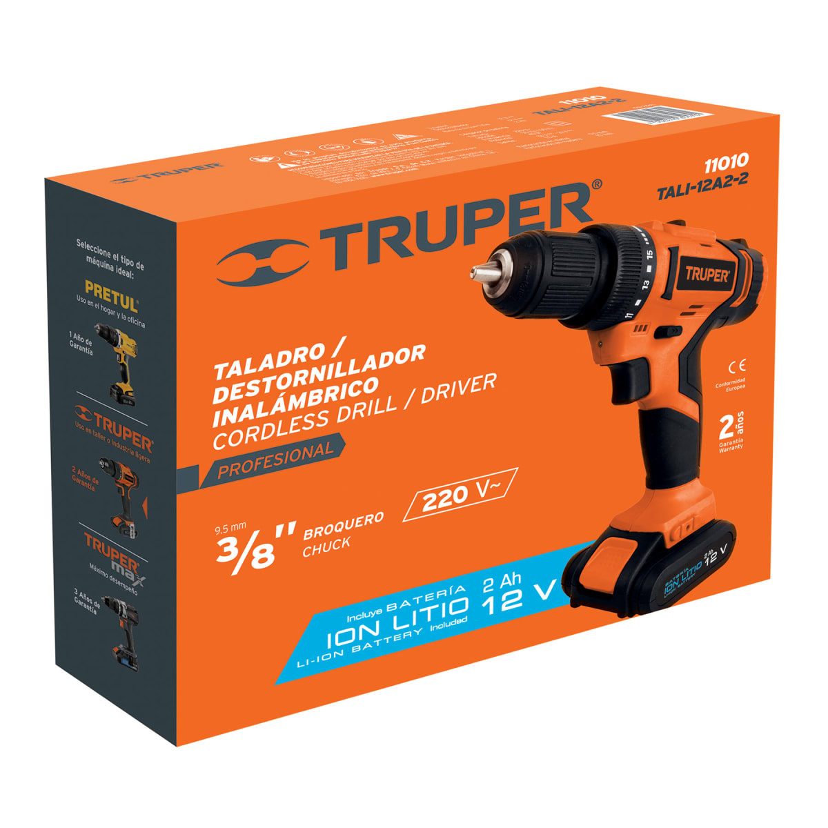 Taladro Inalambrico 12V + Juego de 100 Brocas Truper10