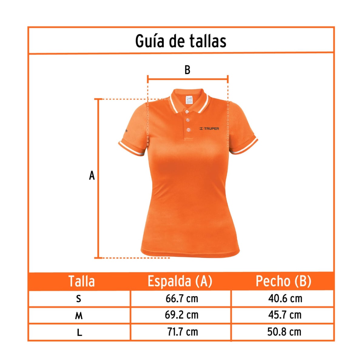 Polo camisero dry fit naranja, para dama Truper2