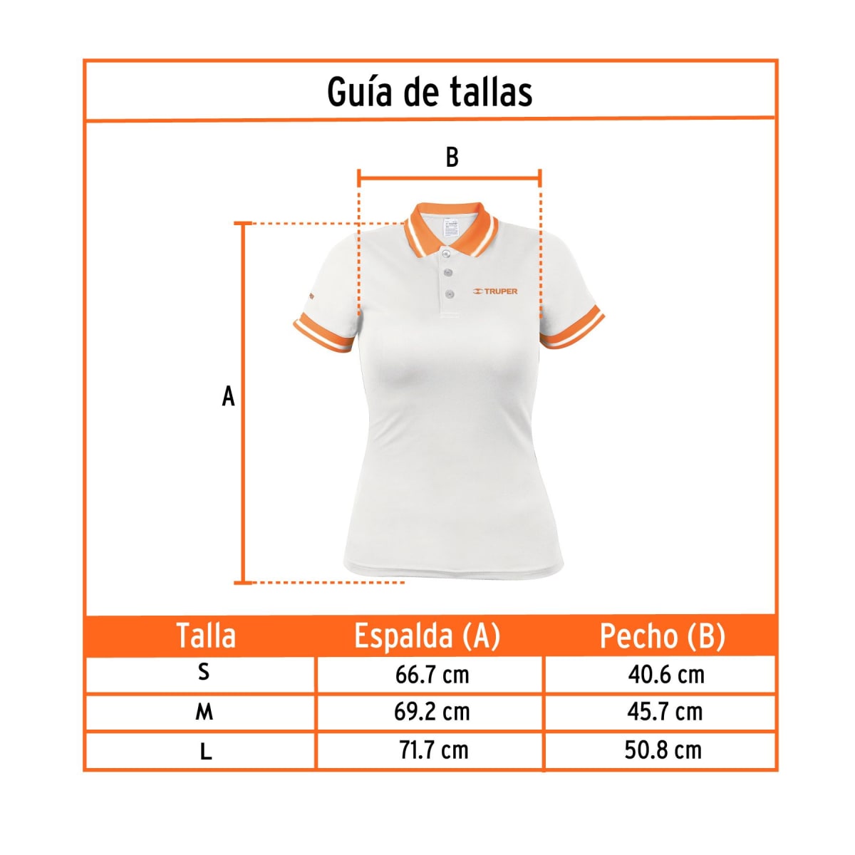 Polo camisero dry fit blanco, para dama Truper2