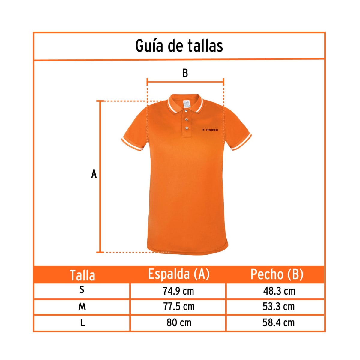 Polo camisero dry fit naranja, para caballero, Truper2