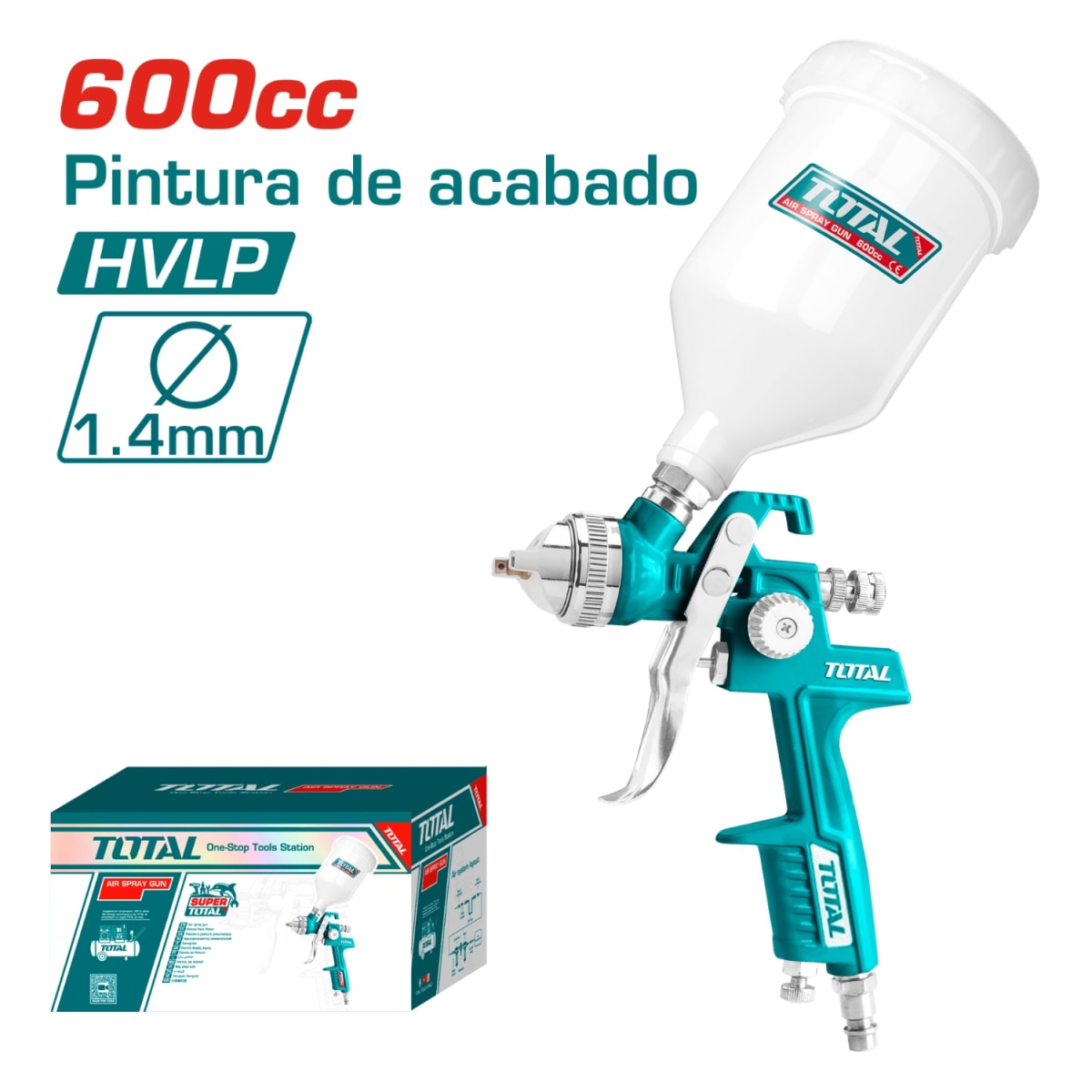 Aerógrafo de Gravedad HVLP 600cc 1.4mm Total2