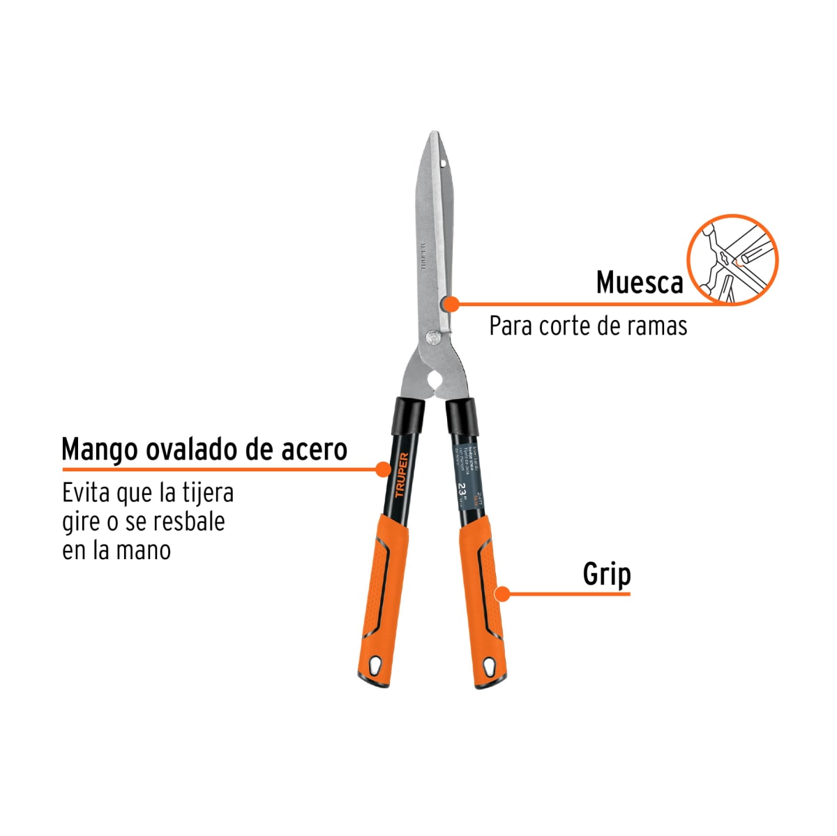 Tijera para poda 58 cm, Classic, mgos tubulares, TRUPER2