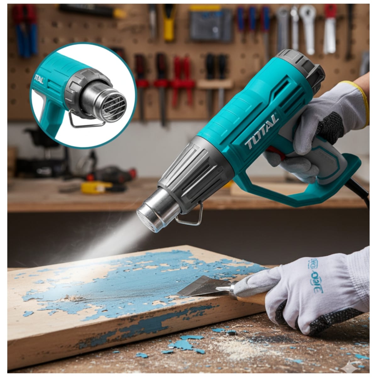 Pistola de calor 2000w con pantalla digital con accesorios Total7