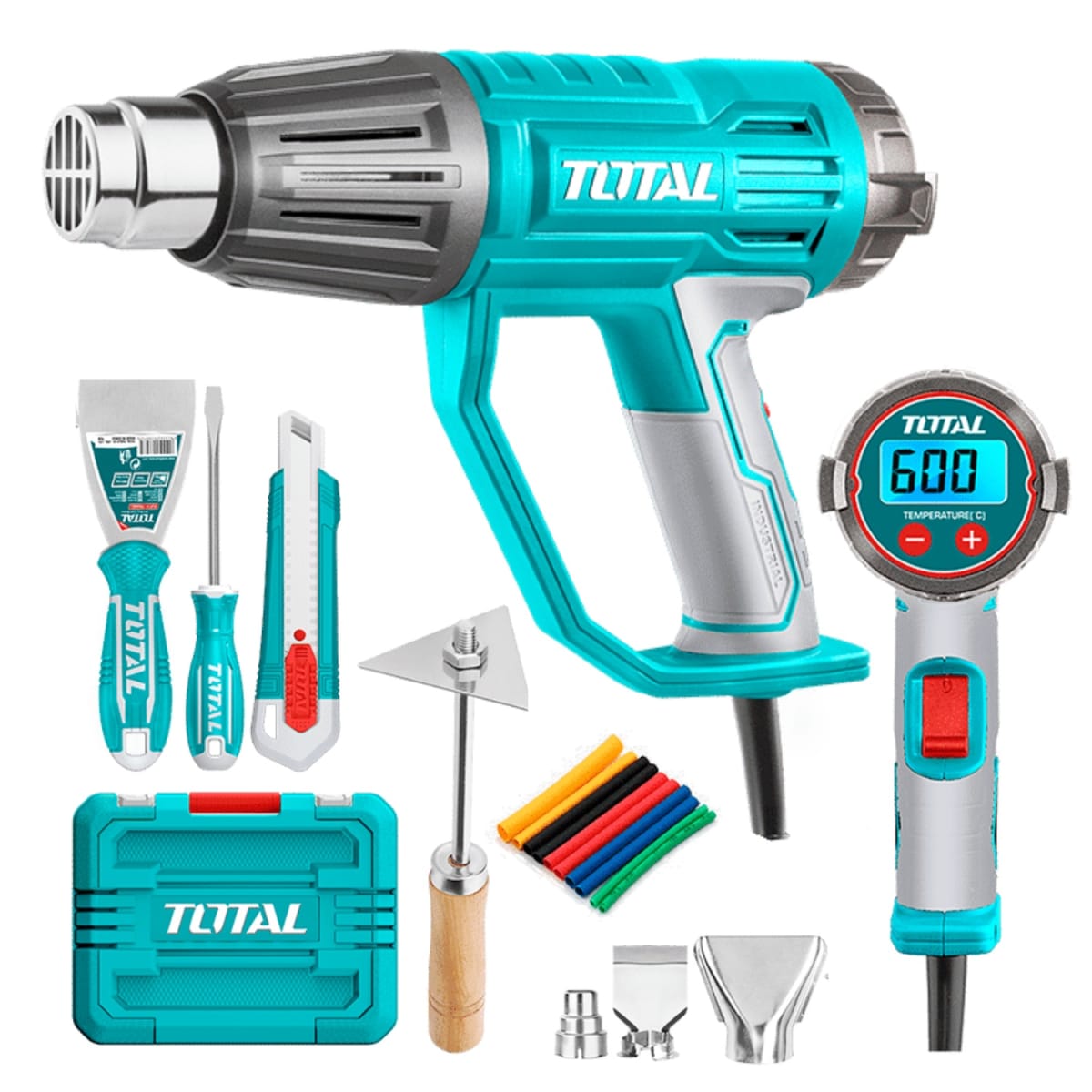 Pistola de Calor Digital 2000w + Accesorios + Maletín Total1