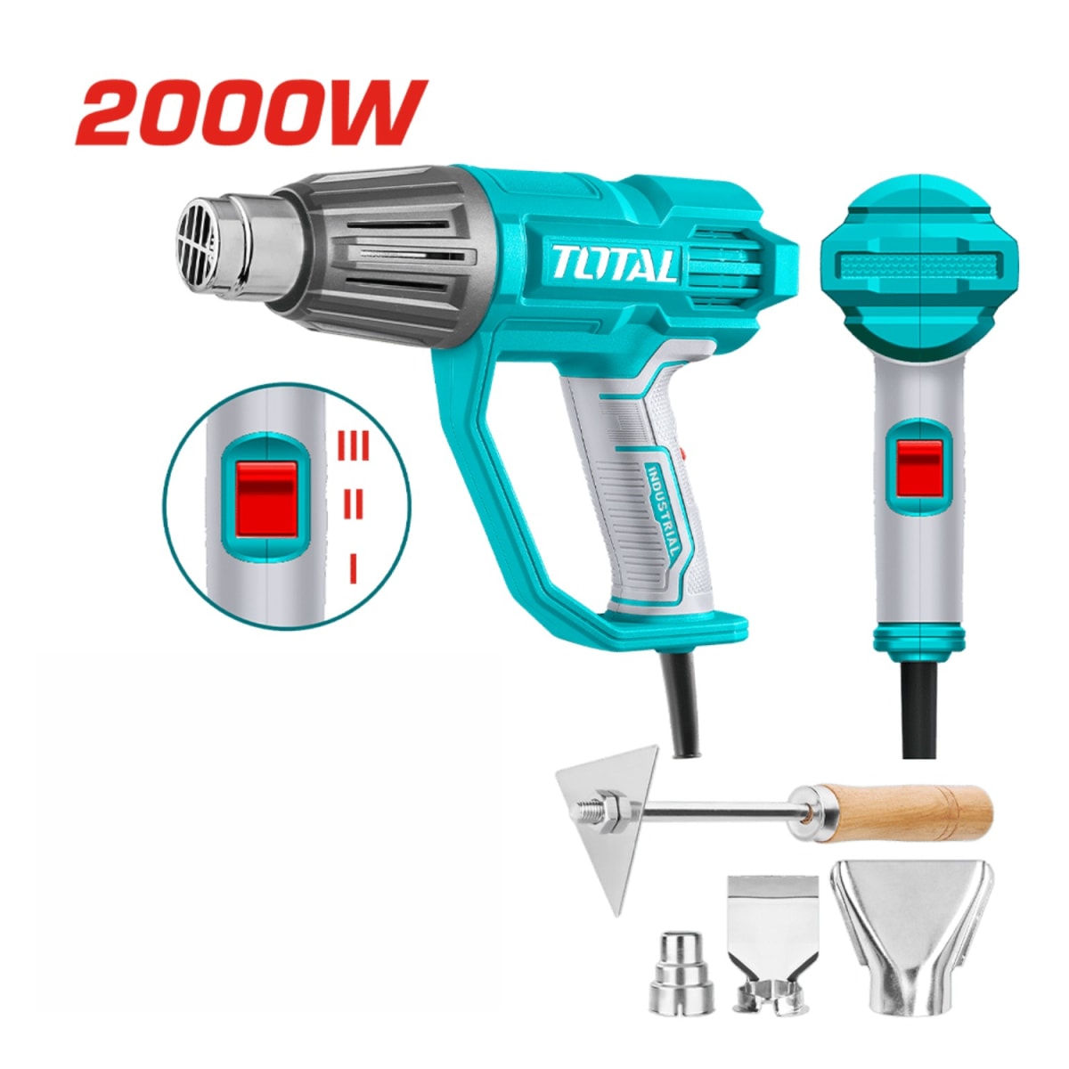 Pistola de calor graduable 2000w con accesorios + Sopladora aspiradora 650w Total2