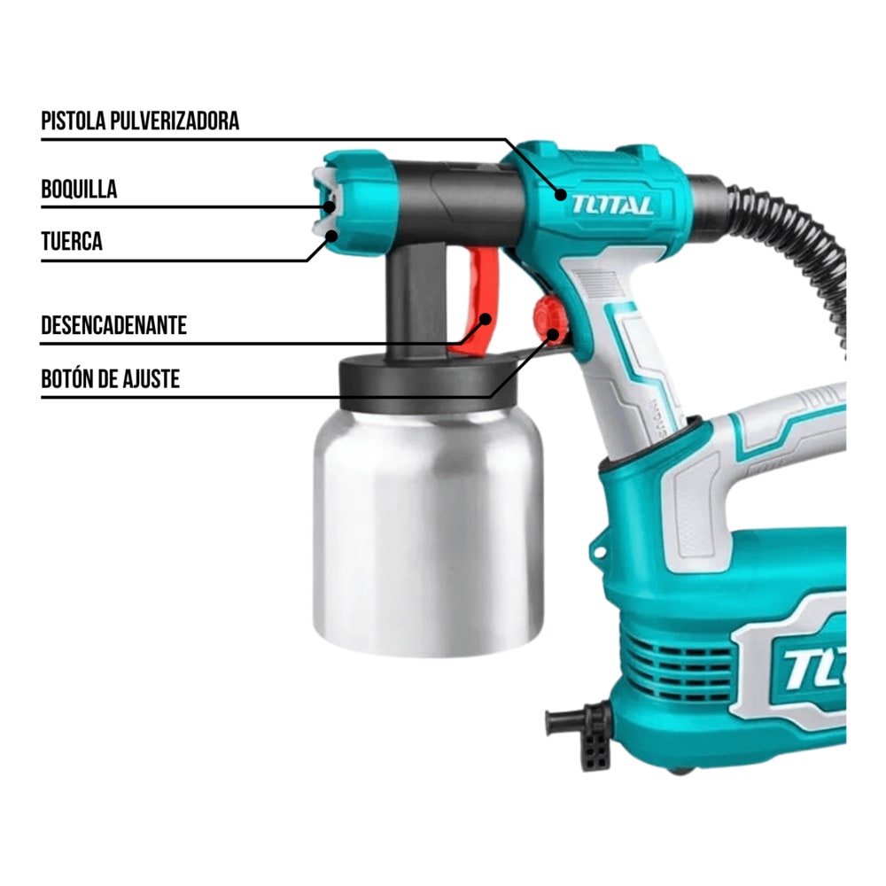 Lijadora de Pared y Techo Telescopica 1050w + Pistola de Pintar 550w Aluminio Total5