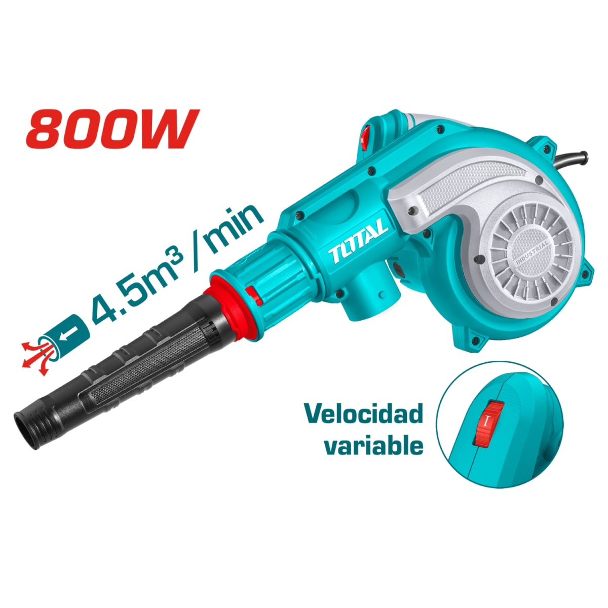 Sopladora aspiradora 800w + accesorios total3