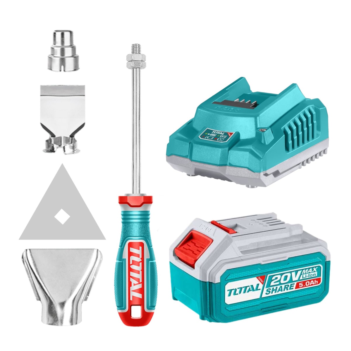 Pistola de calor + bateria 5ah y cargador industrial Total4