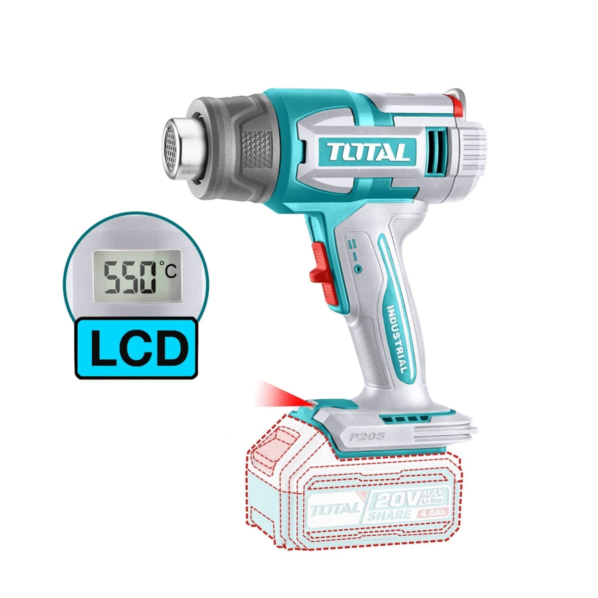 Combo 4 en 1 Llave de Impacto 1350nm +Taladro 96nm + Pistola de Calor + Linterna 20v Total6