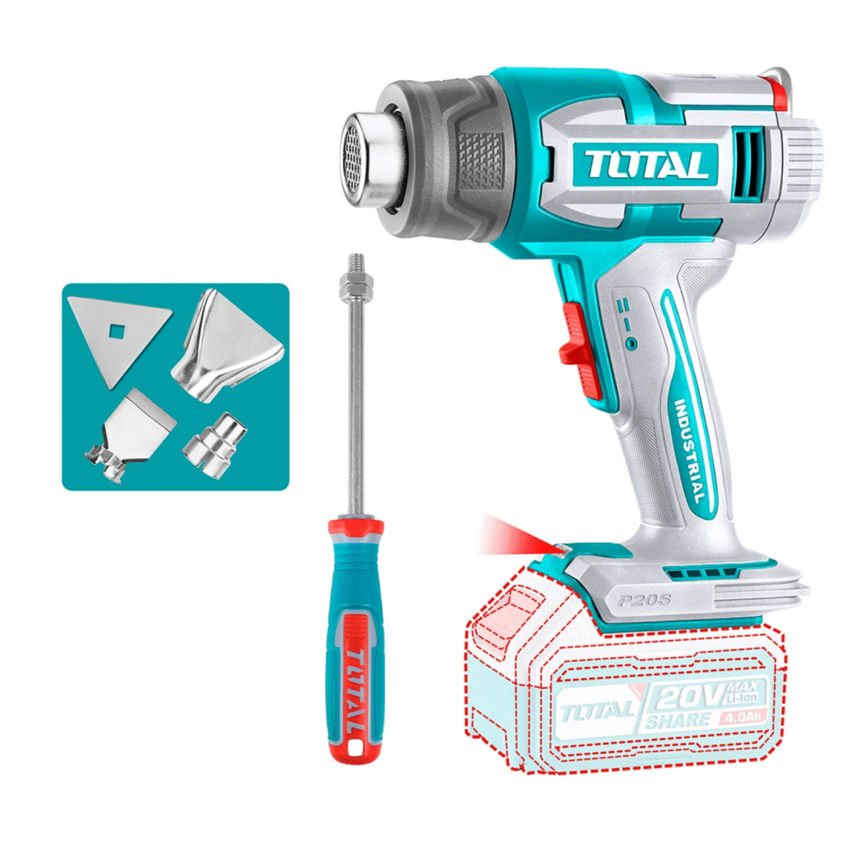 Pistola de Calor Digital 30°-550° 20v Total2