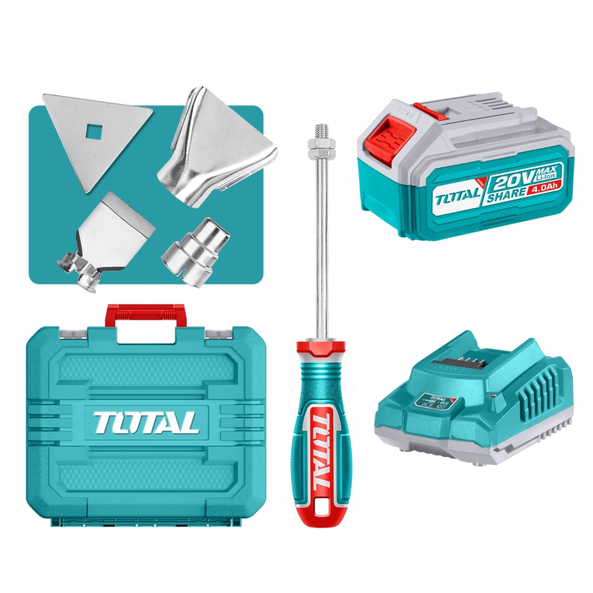 Pistola de Calor + bateria 4ah y cargador industrial total4