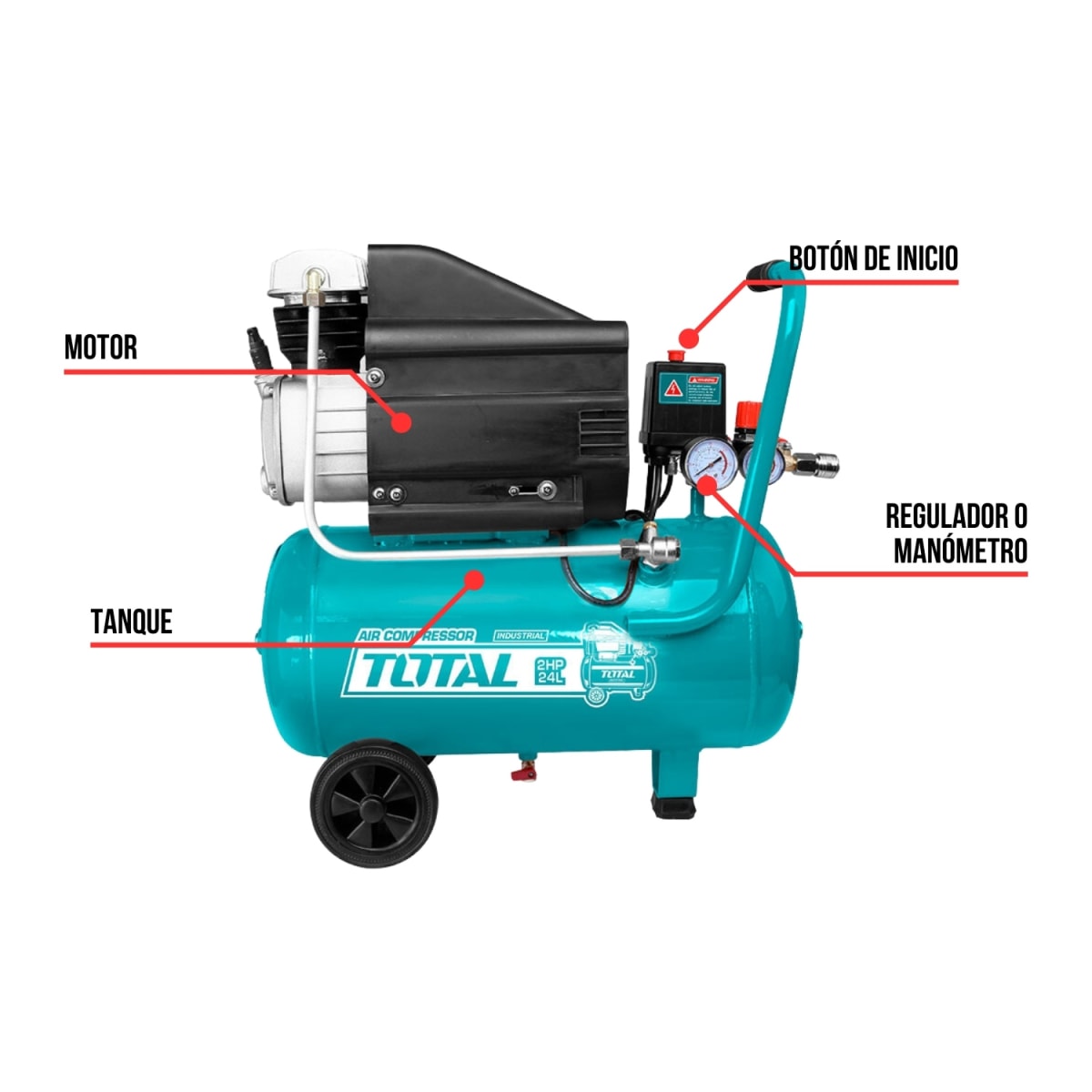 Compresora de aire 24 litros 2 HP Total3