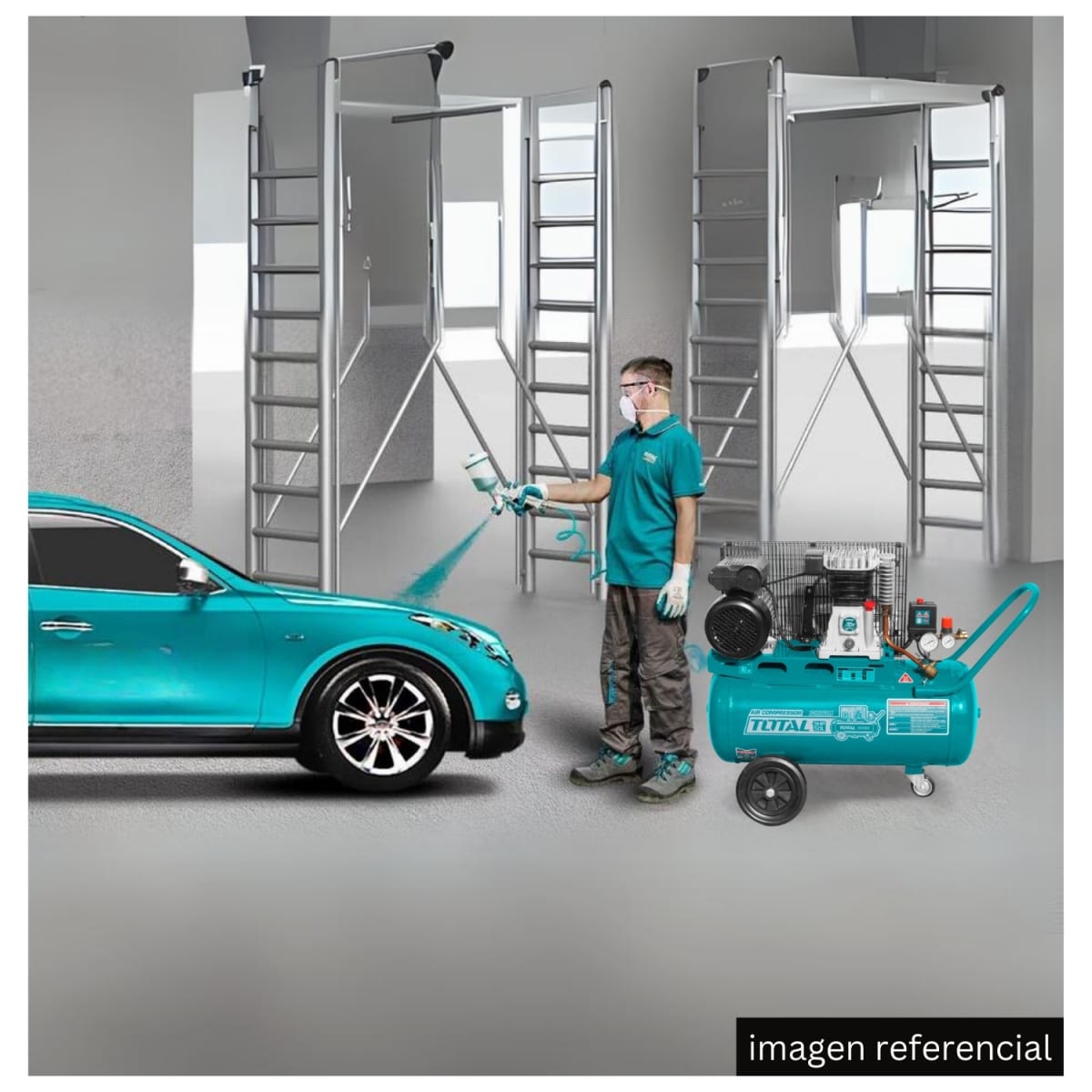 Compresora de aire con faja 50 litros 3 HP Total4