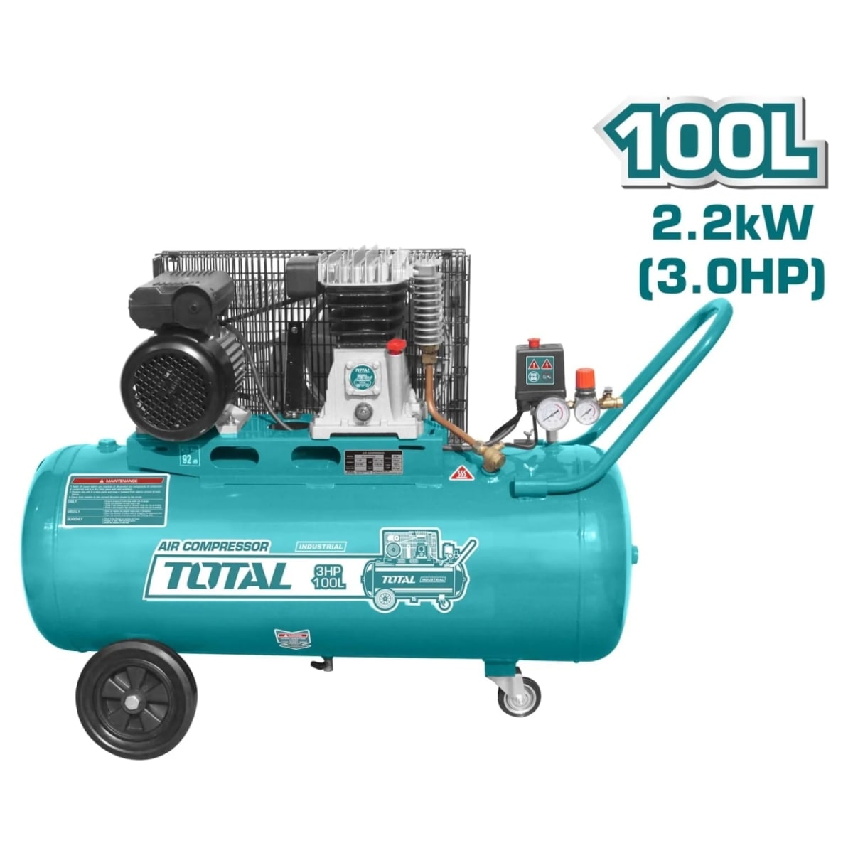 Compresora de aire con faja 100 litros 3 HP Total2