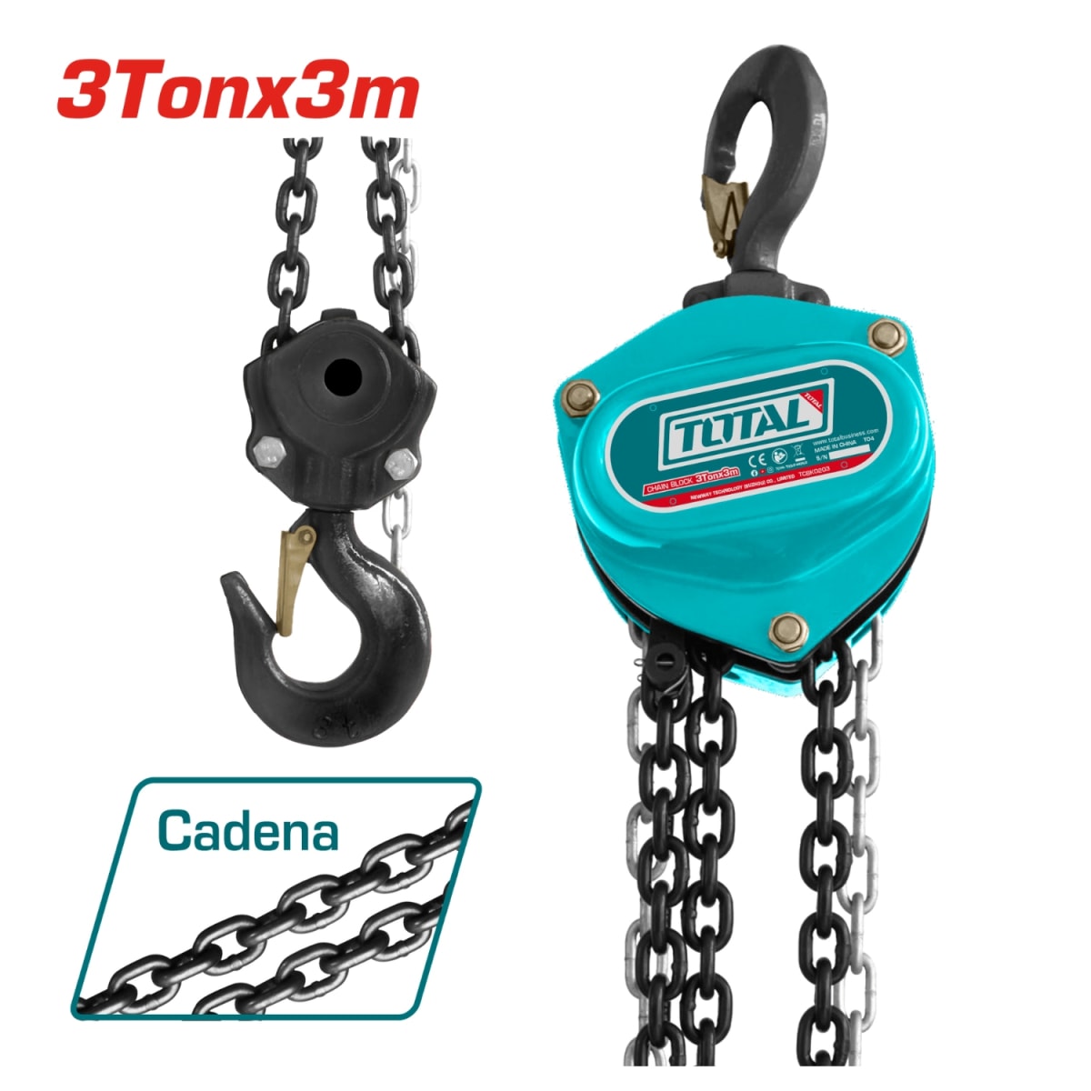 Tecle Pesado 3 tonelada 3 metros Doble Cadena Total2