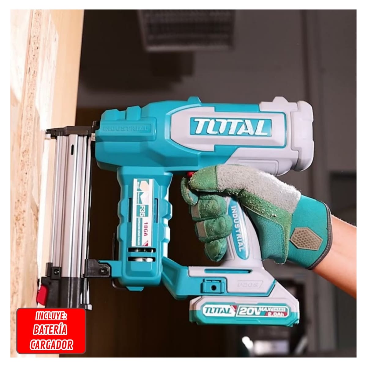 Clavadora Inalambrica 35mm + 2ah Batería y cargador 20v Total5