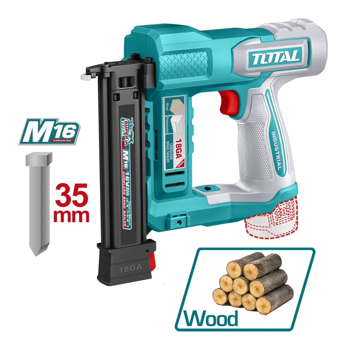 Clavadora Inalambrico 16v F15-F35 + 2 baterias y cargador Total3