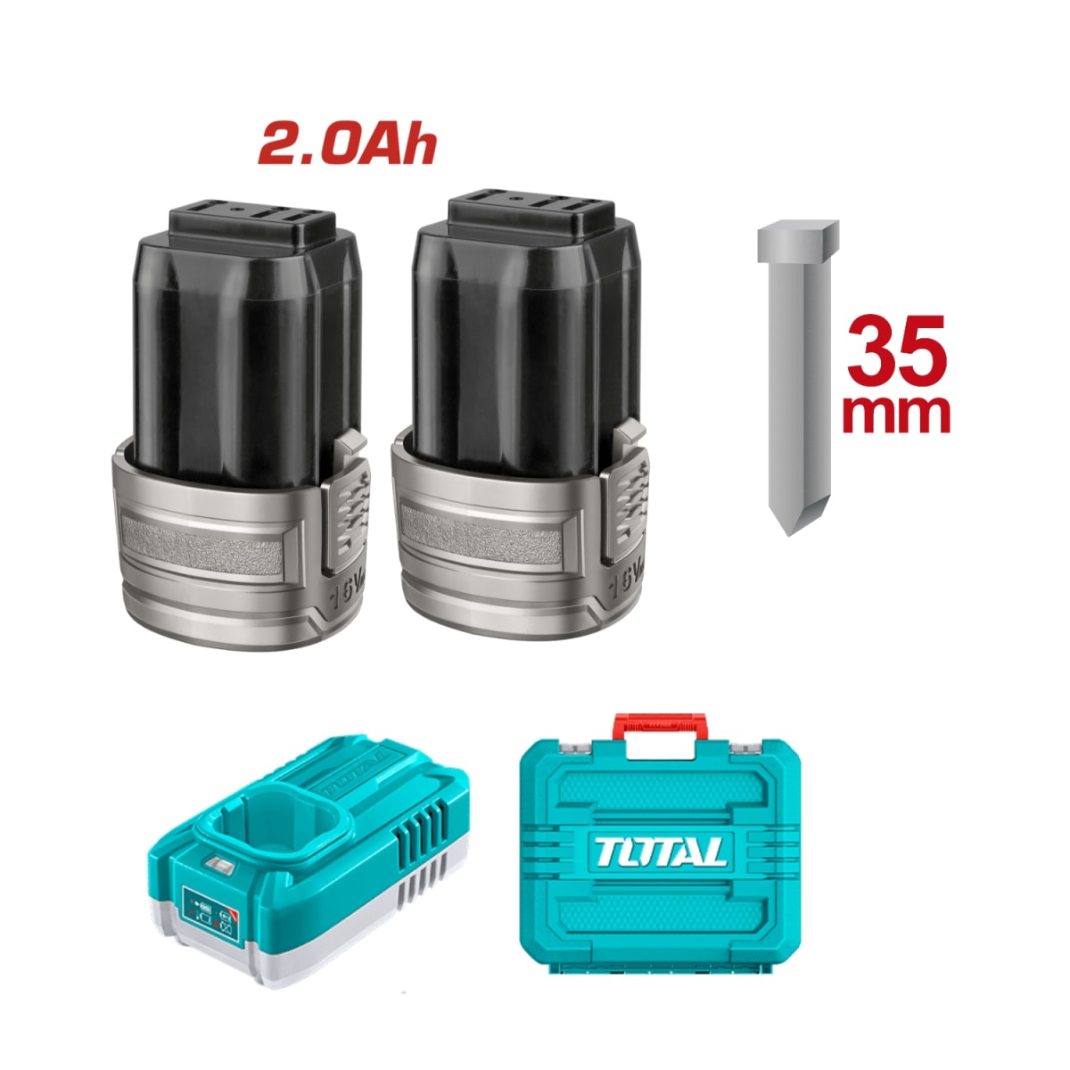 Clavadora Inalambrico 16v F15-F35 + 2 baterias y cargador Total4