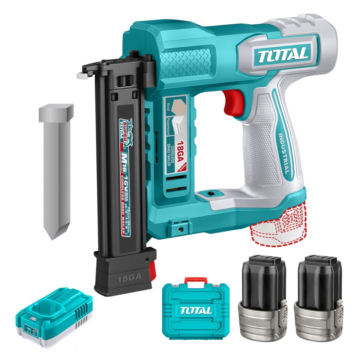 Clavadora Inalambrico 16v F15-F35 + 2 baterias y cargador Total1