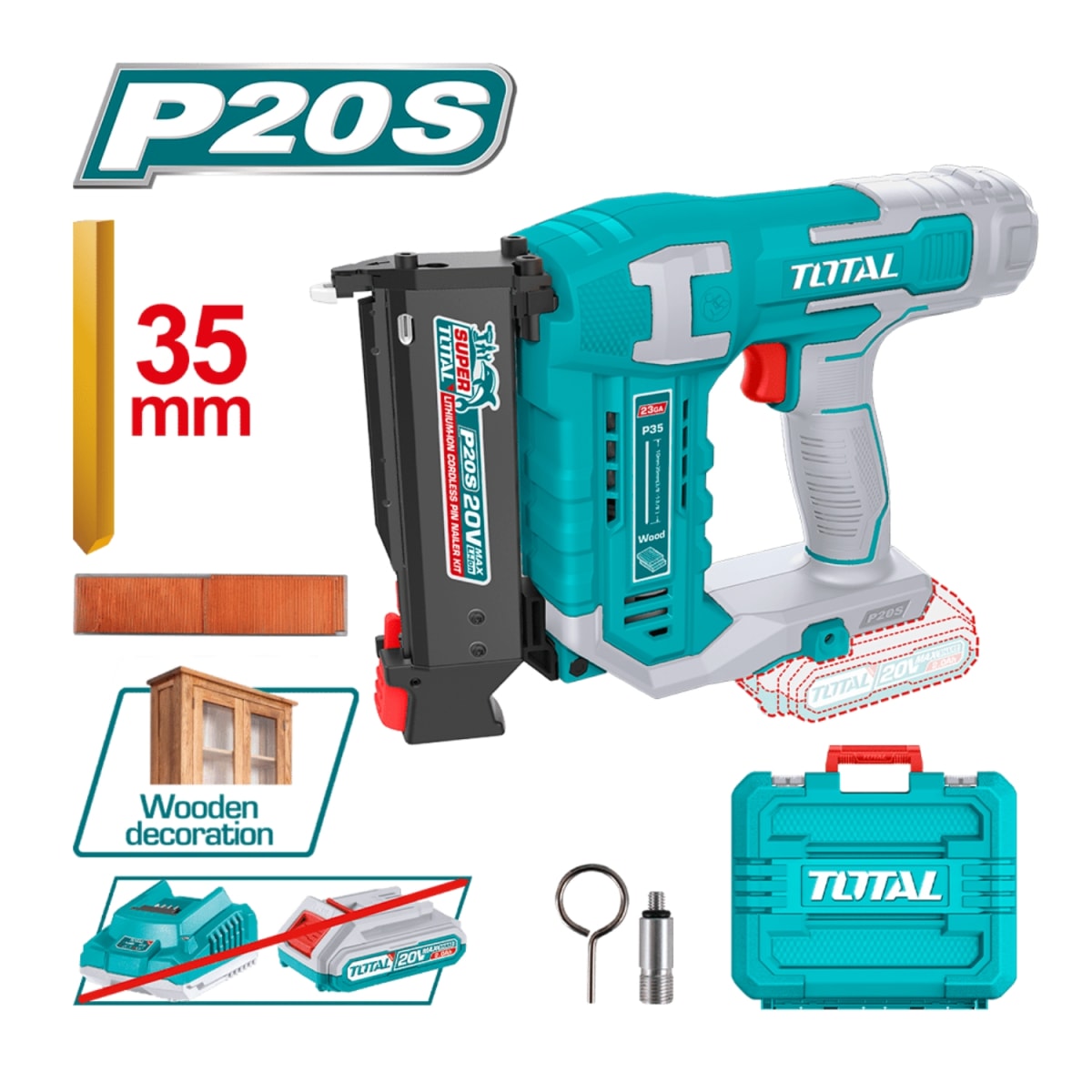 Clavadora inalámbrica 20v 15mm-35mm (solo cabezal) total TCBNLI36033