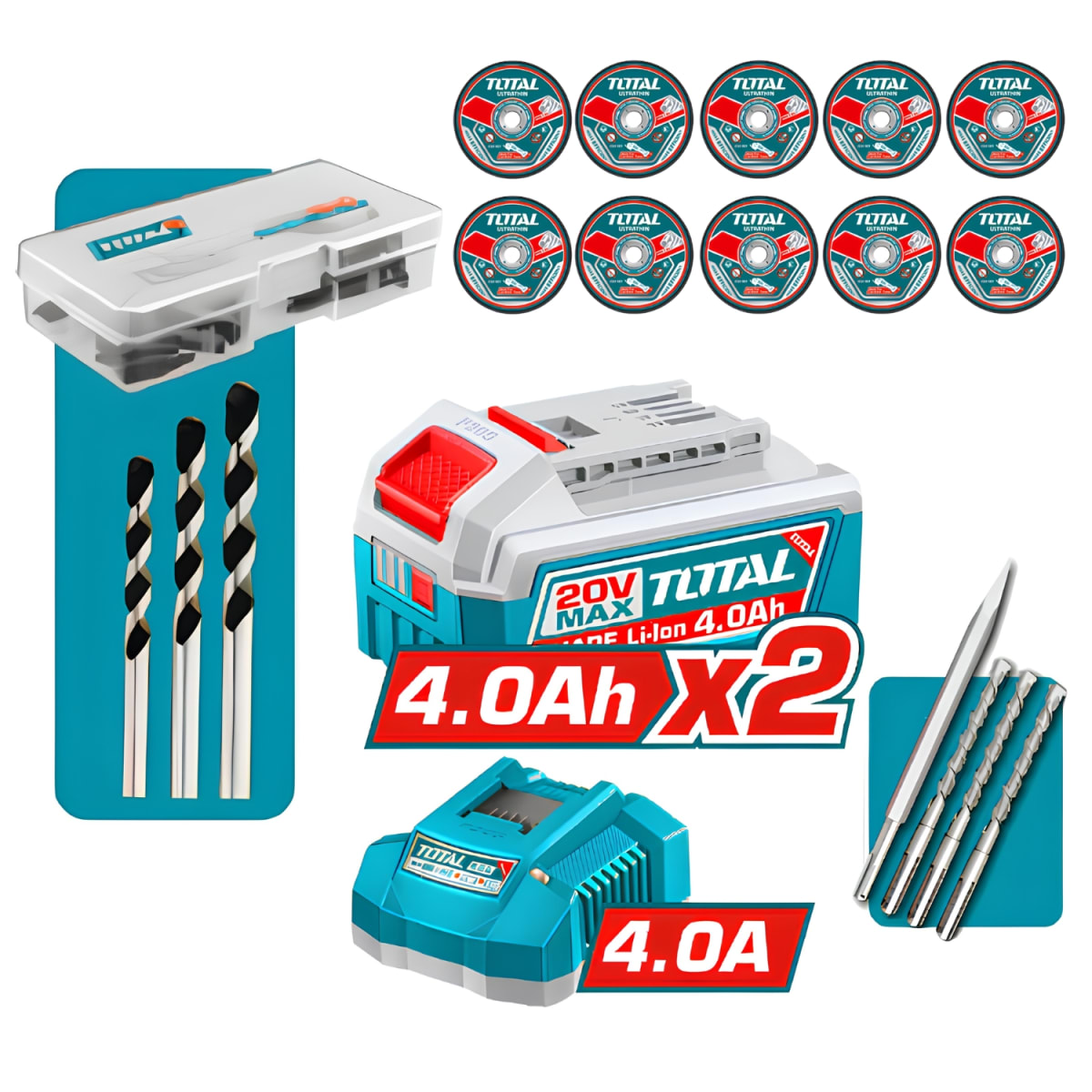 Combo Taladro + Amoladora + Rotomartillo 20V en Maleta Total5