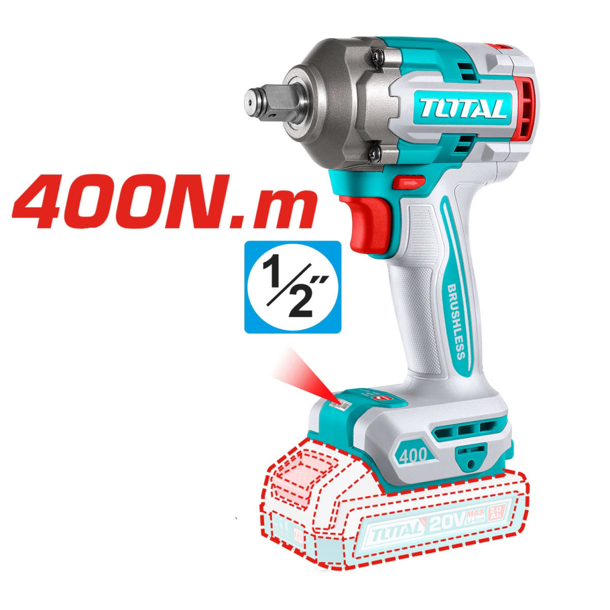 Taladro percutor 66nm + Llave de impacto 400nm industrial Total3