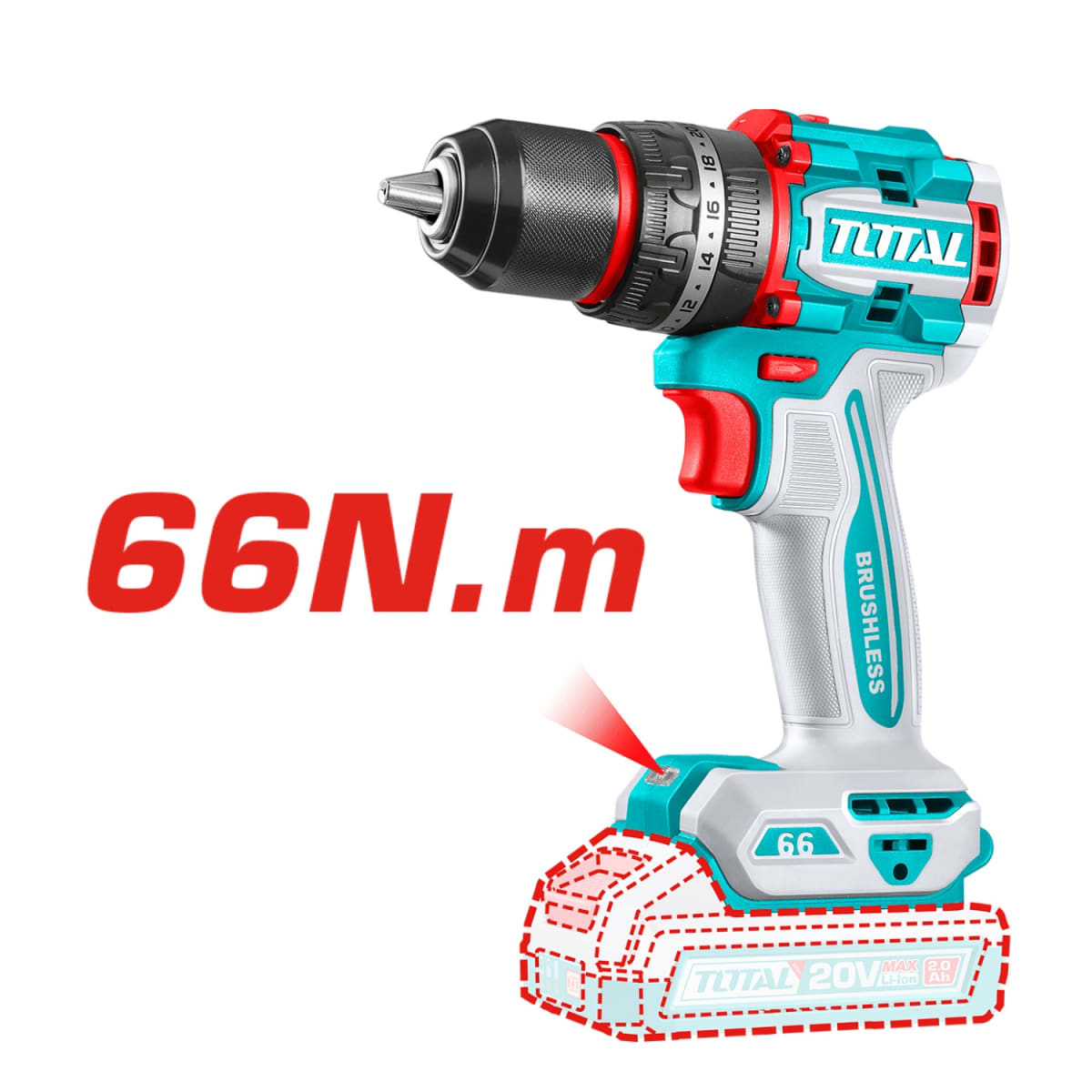Taladro percutor 66nm + Llave de impacto 400nm industrial Total4