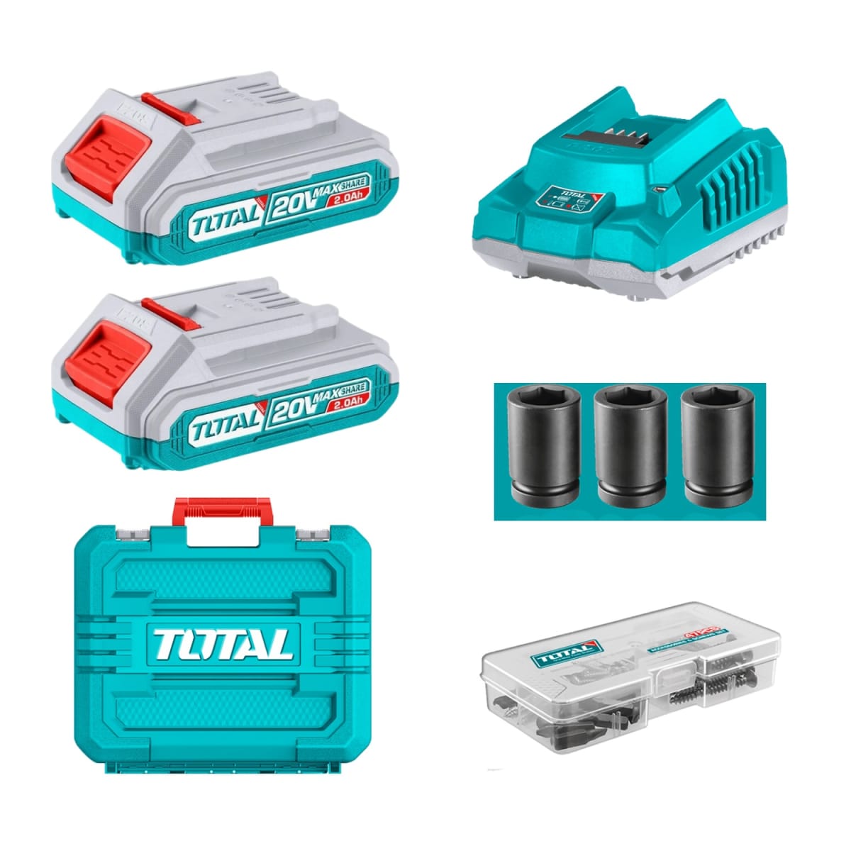 Taladro percutor 66nm + Llave de impacto 400nm industrial Total5