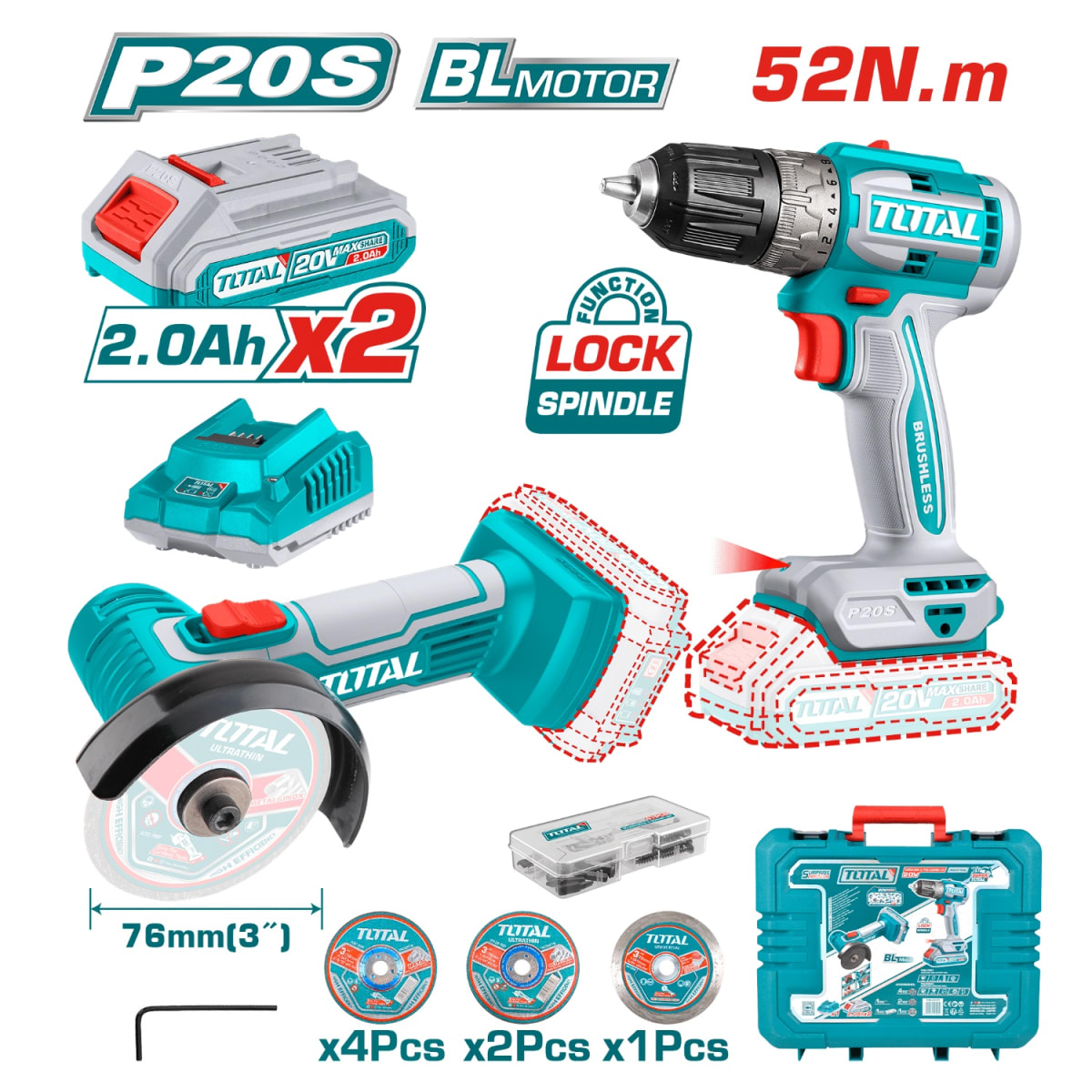 Combo Taladro 52nm + amoladora 3