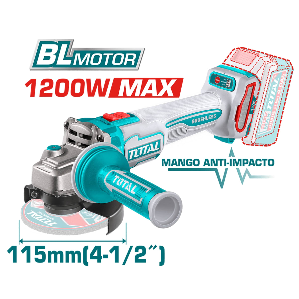 Combo Taladro percutor + Amoladora + Llave de impacto Total2