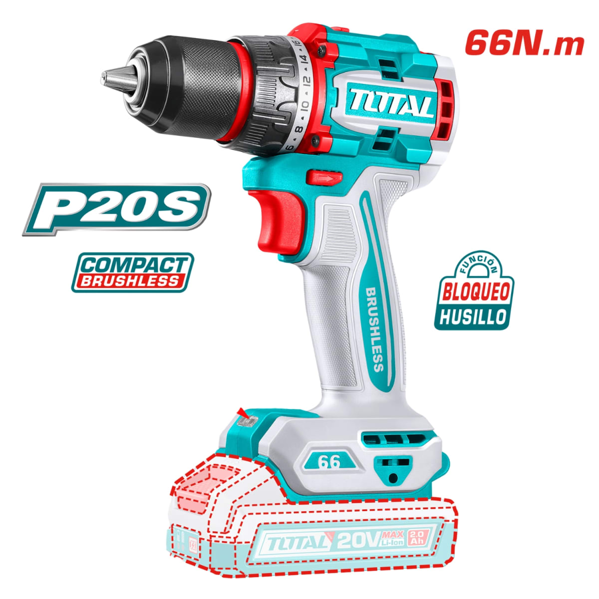 Combo Taladro atornillador 66nm + Amoladora + 2 bateria y cargador Total2