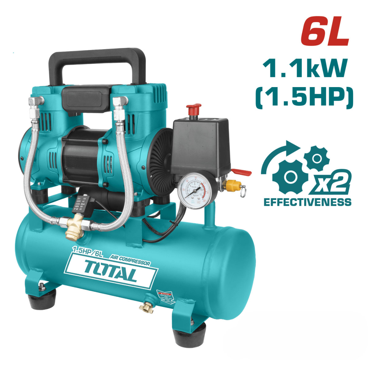Compresora silenciosa 6 litros Total2