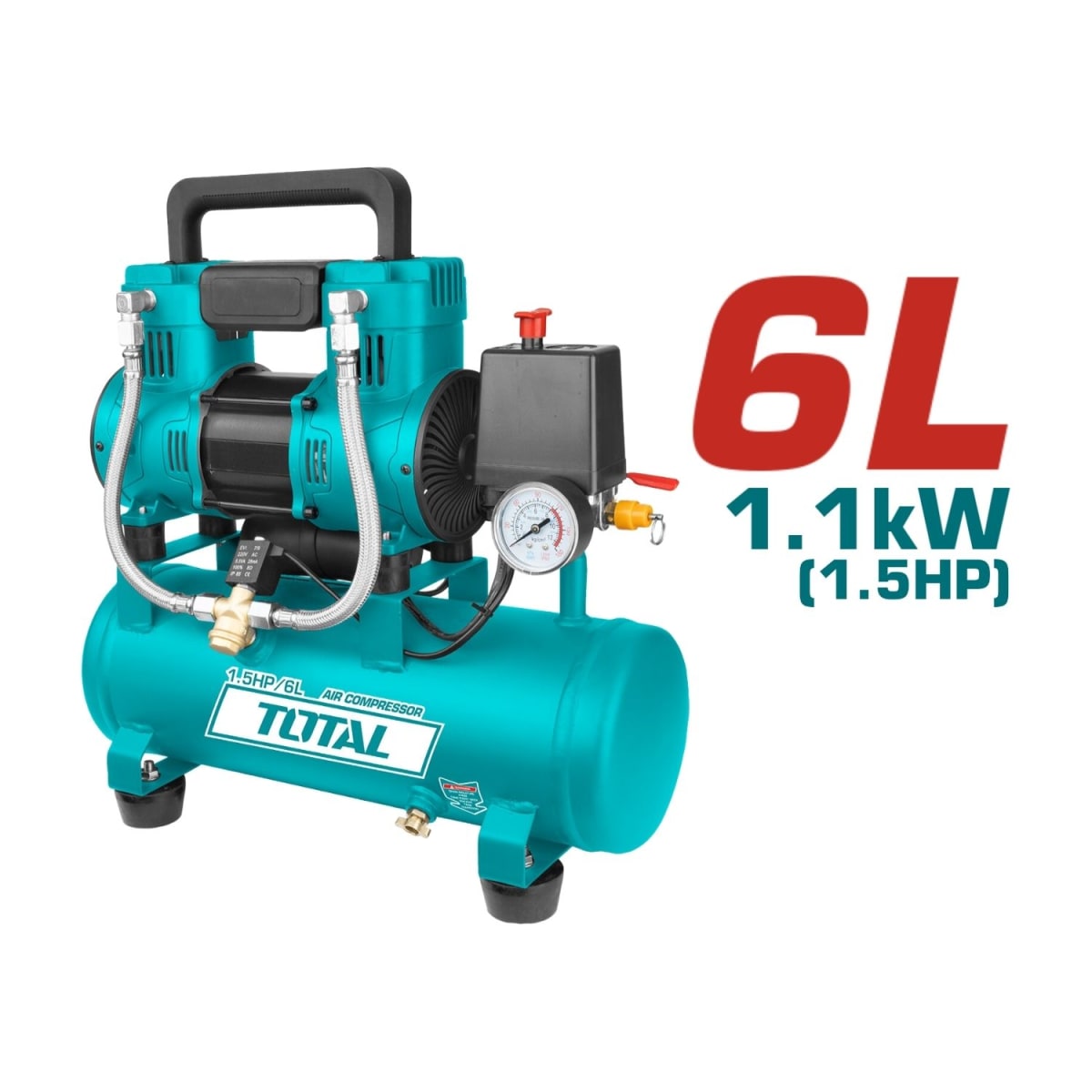 Compresora silenciosa 6 litros + Kit compresor 5 piezas Total2