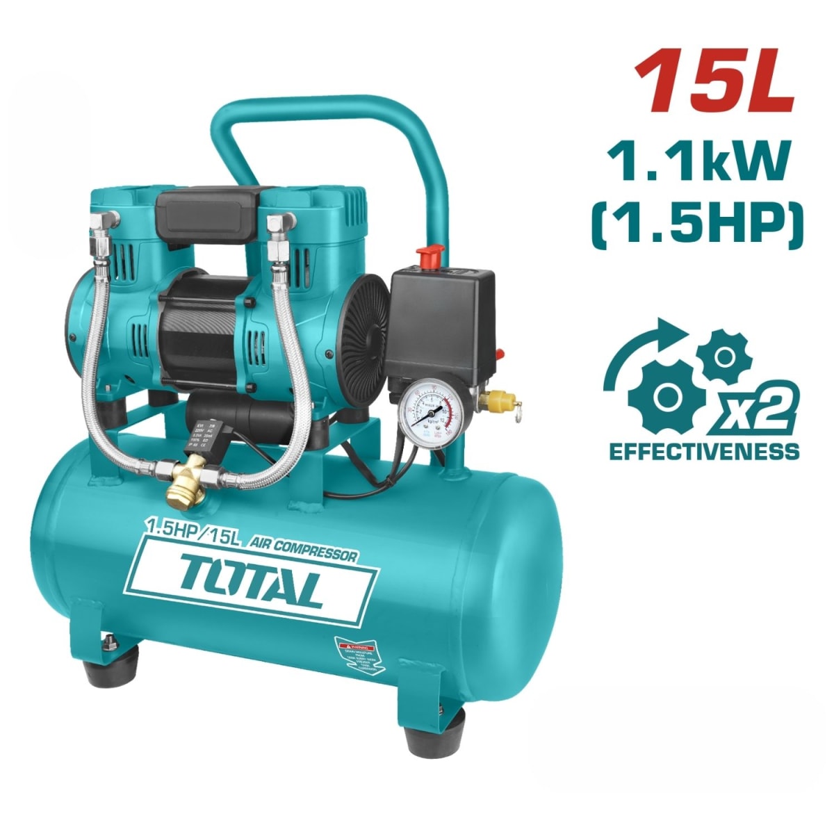 Compresora silenciosa 15 litros Total2