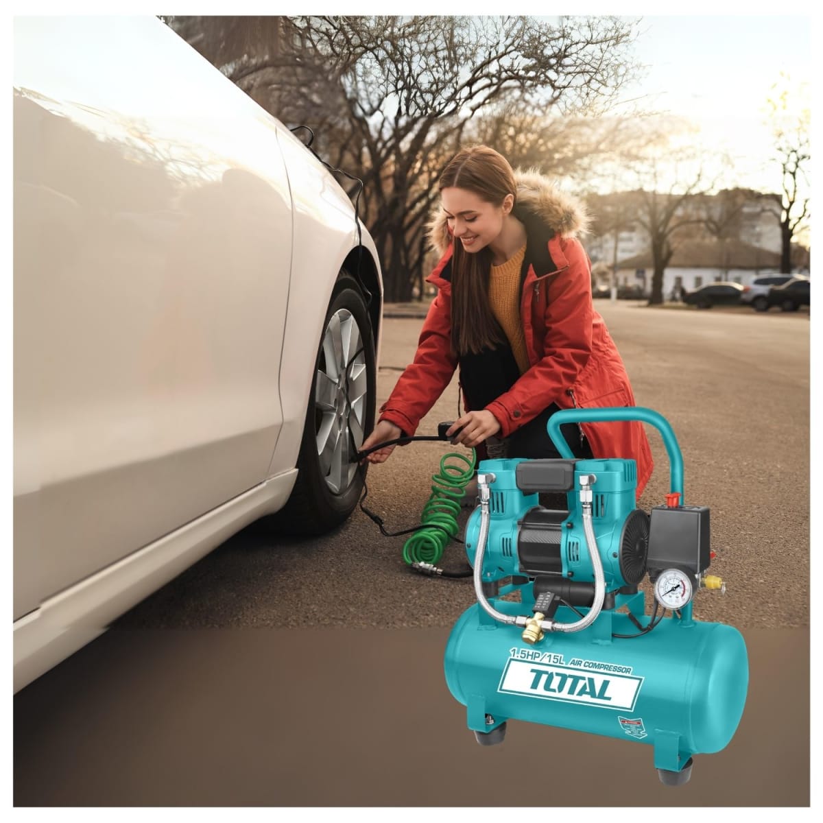 Compresora silenciosa 15 litros Total4