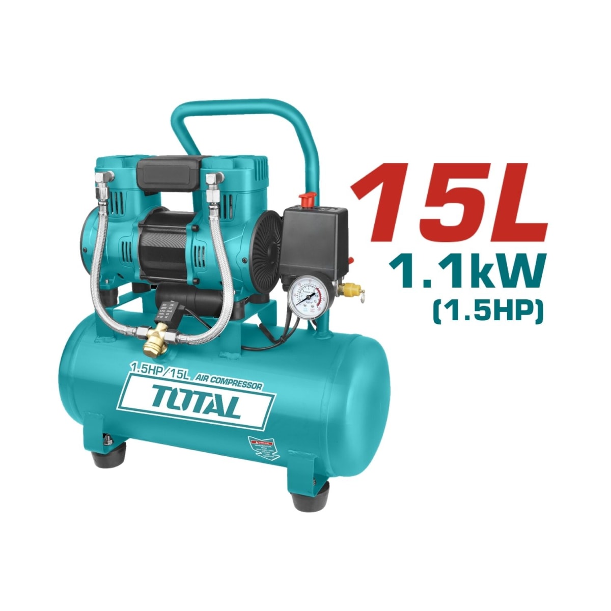 Compresora silenciosa 15 litros + kit compresor 5 piezas Total2