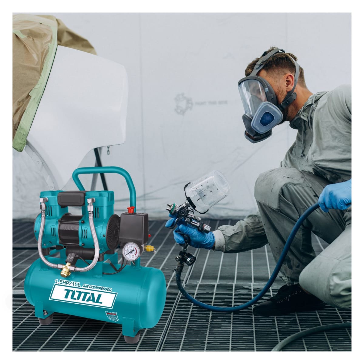 Compresora silenciosa 15 litros + kit compresor 5 piezas Total6