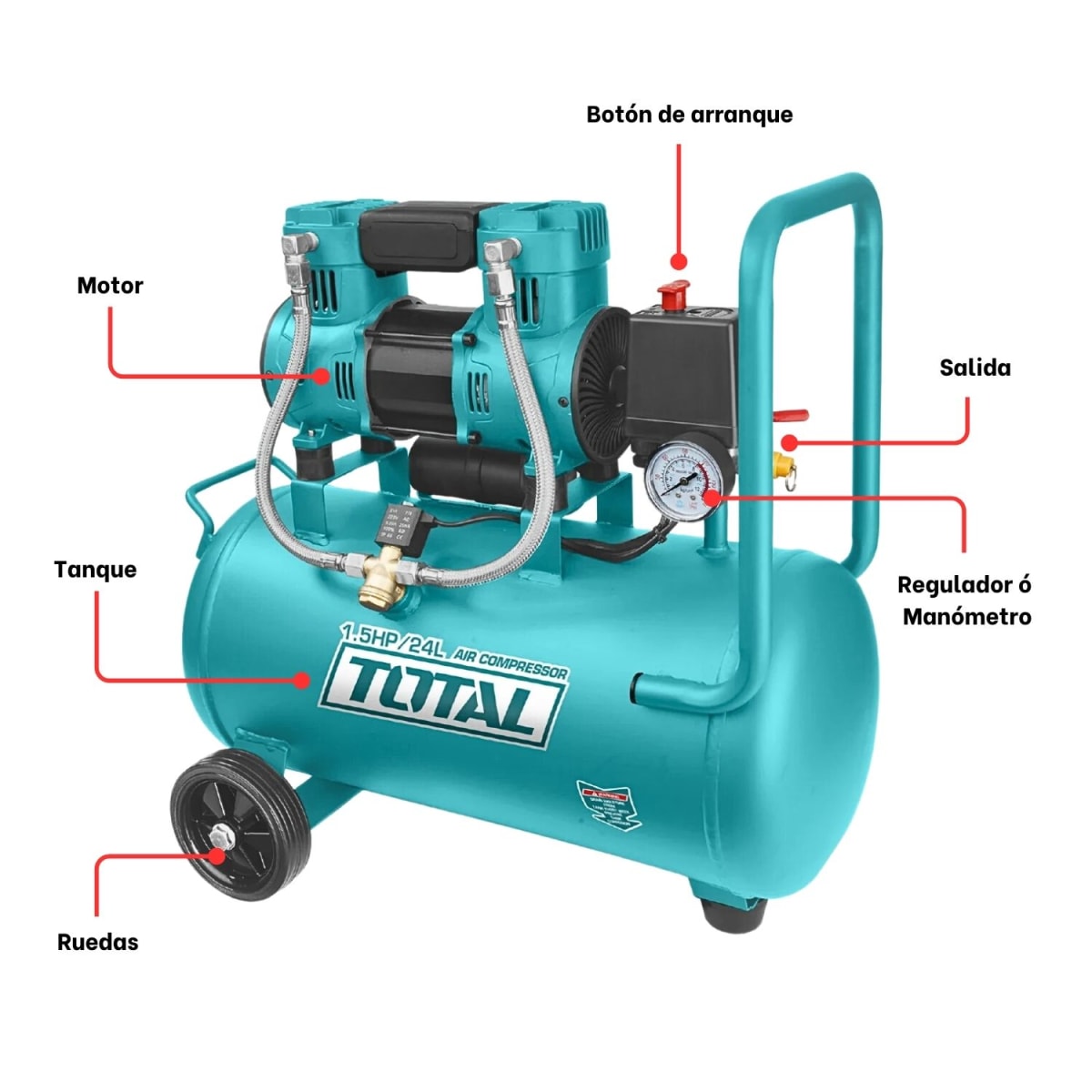 Compresora silenciosa 24 litros Total3