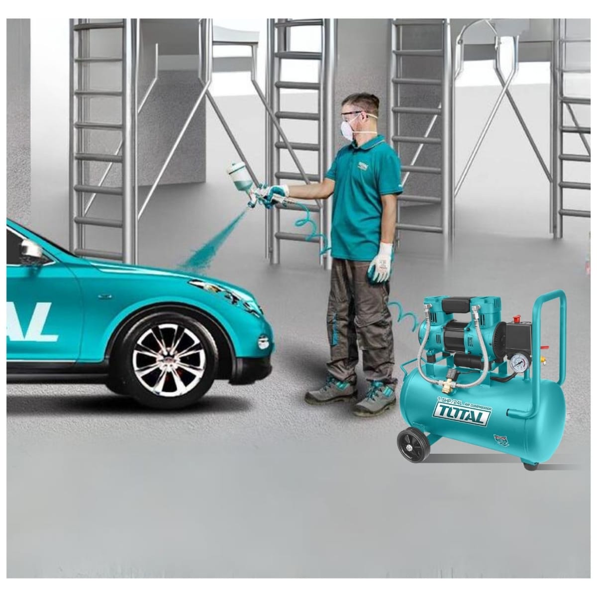 Compresora silenciosa 24 litros Total4
