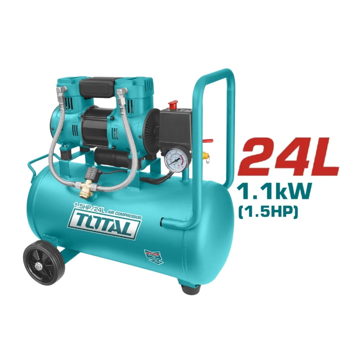 Compresora silenciosa 24 litros + Kit compresor 5 piezas Total2