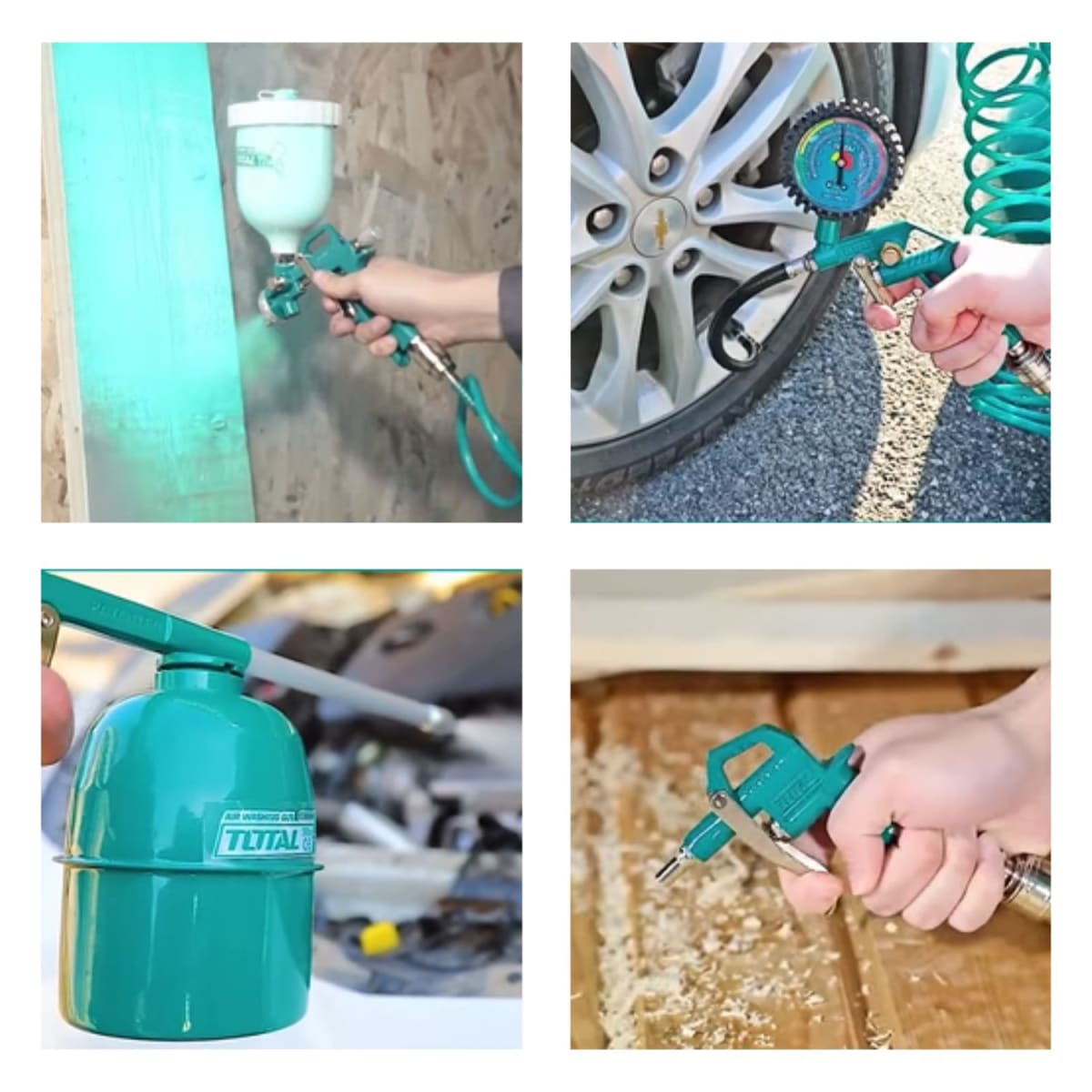 Compresora silenciosa 24 litros + Kit compresor 5 piezas Total7