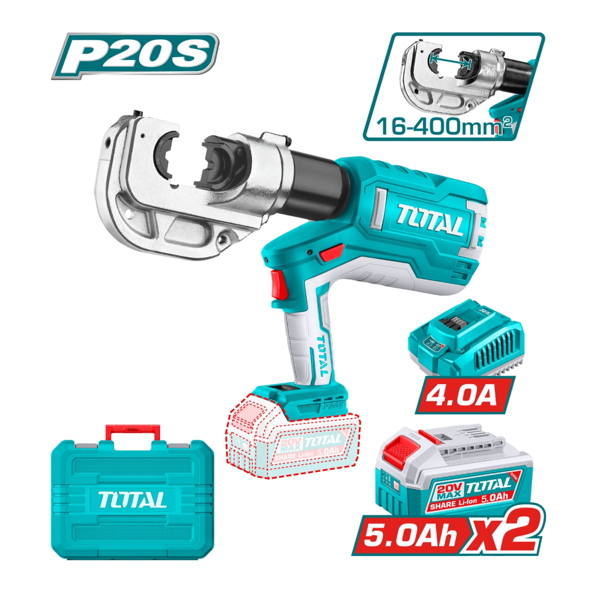 Crimpiadora 16-400mm 120kn + 2 baterias y 1 Cargador Industrial Total2