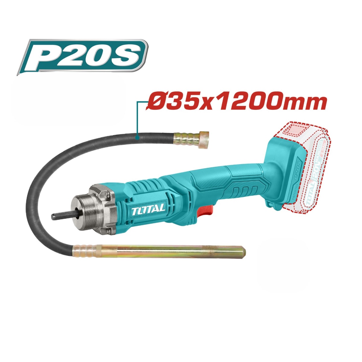 Taladro atornillador 60nm + vibrador de concreto Total8