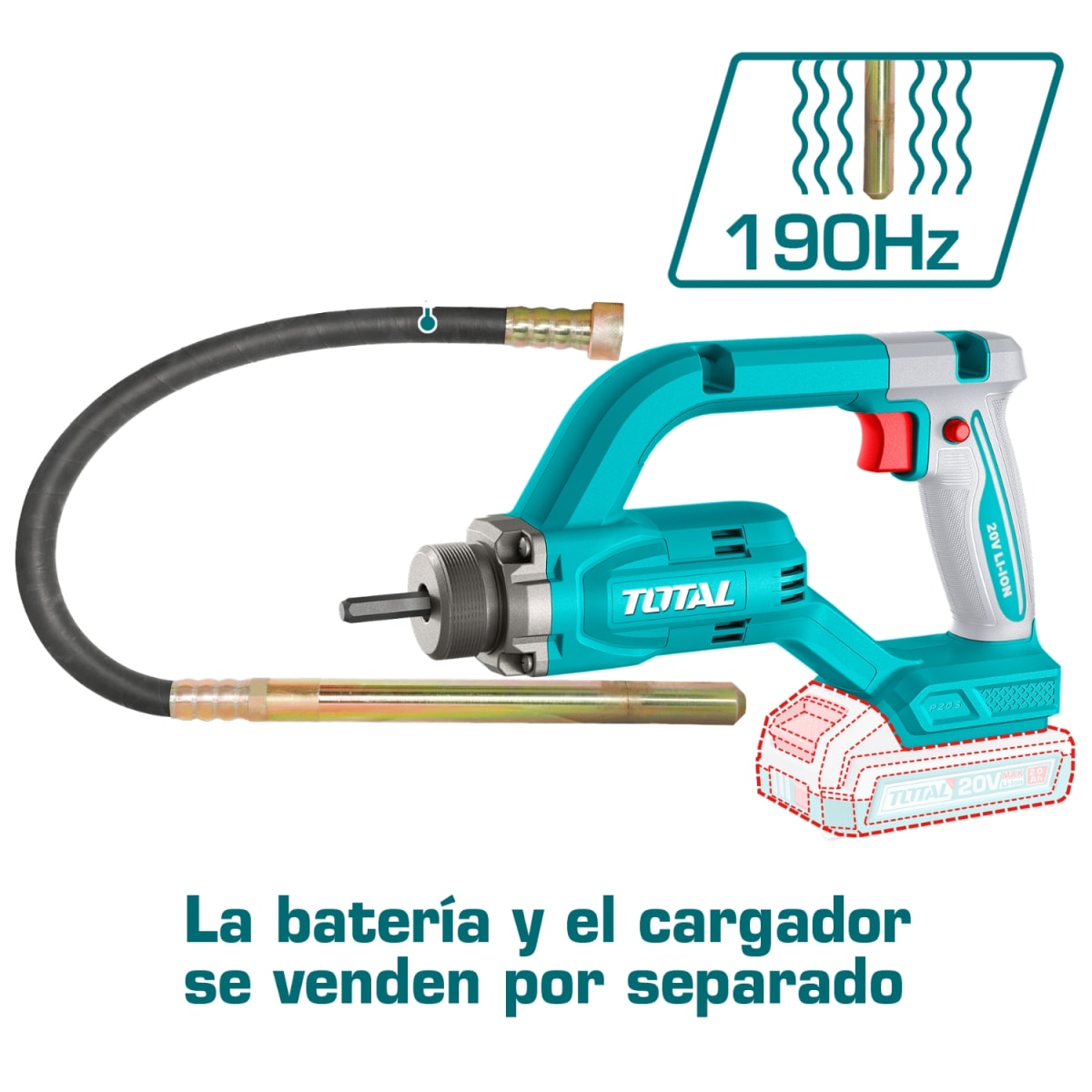 Vibrador de concreto 20V (solo cuerpo) Total3