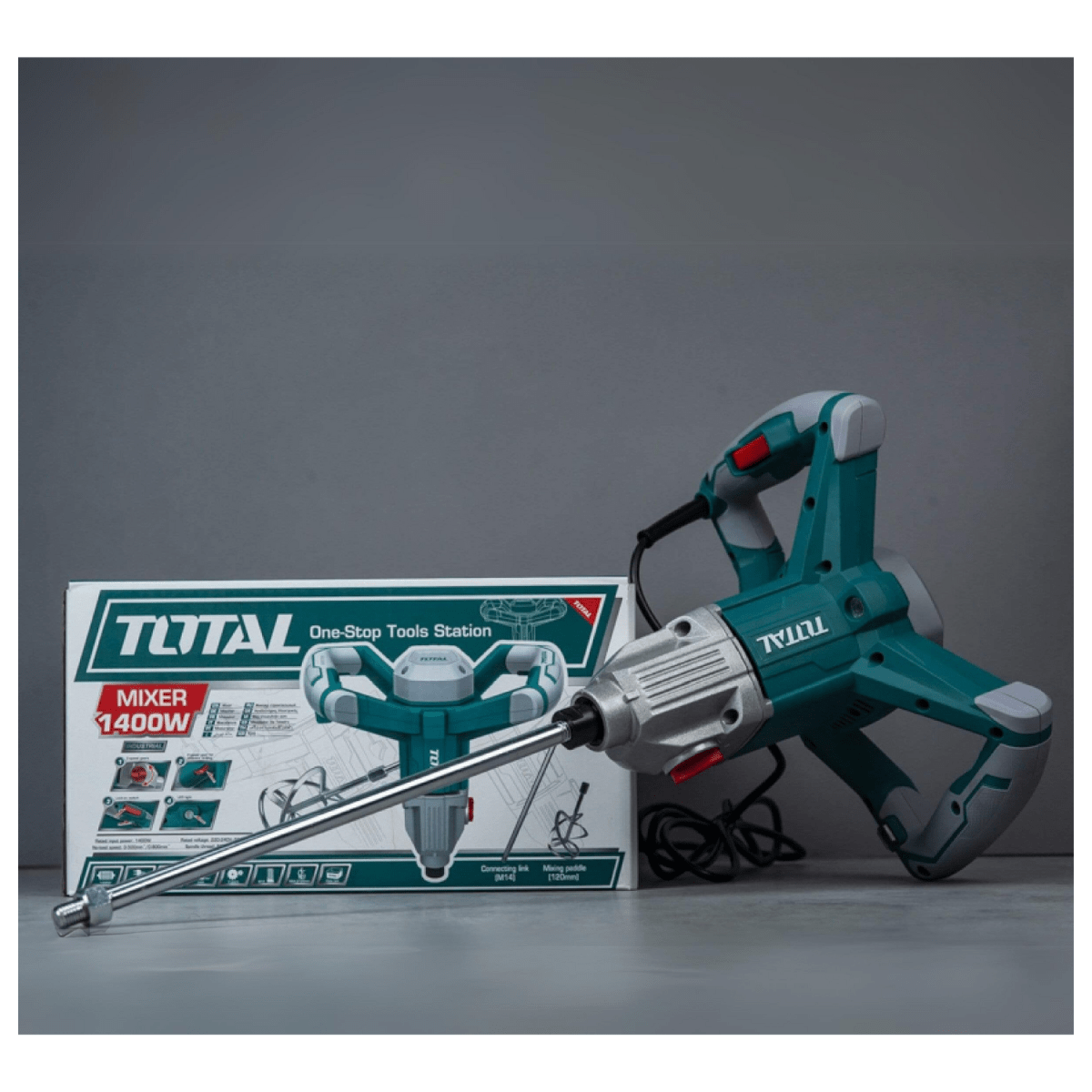 Mezcladora de cemento y pintura 1400w Total4