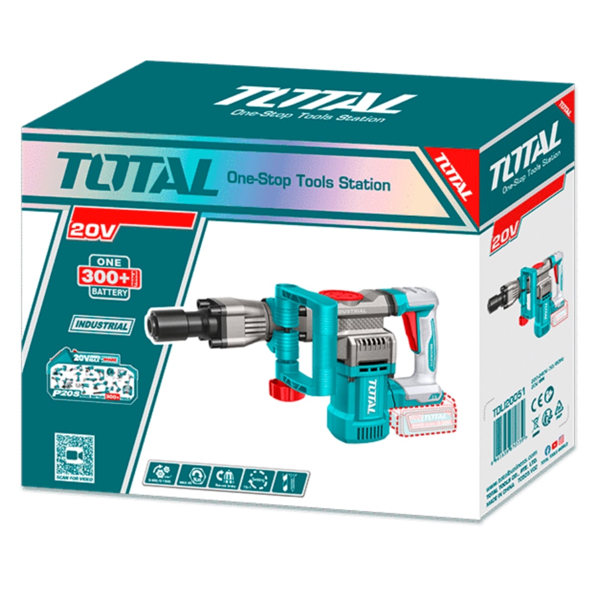 Martillo demoledor SDS Hexagonal 16 Joules 20v Total4