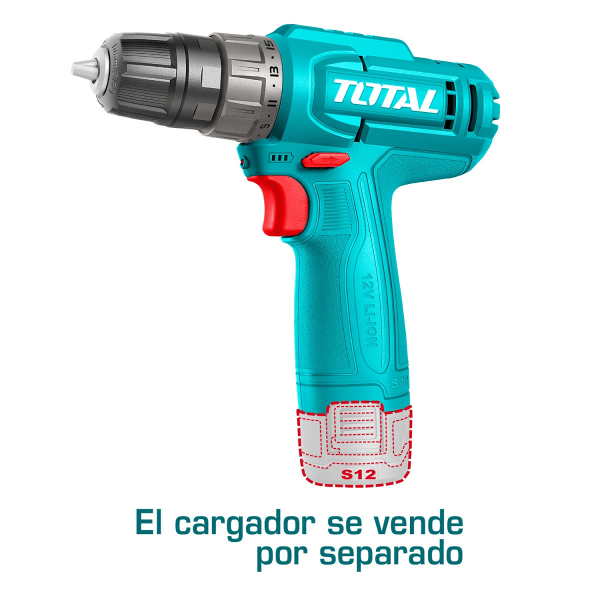 Taladro Atornillador 12v 20nm + Batería tipo C + Punta dual Total3
